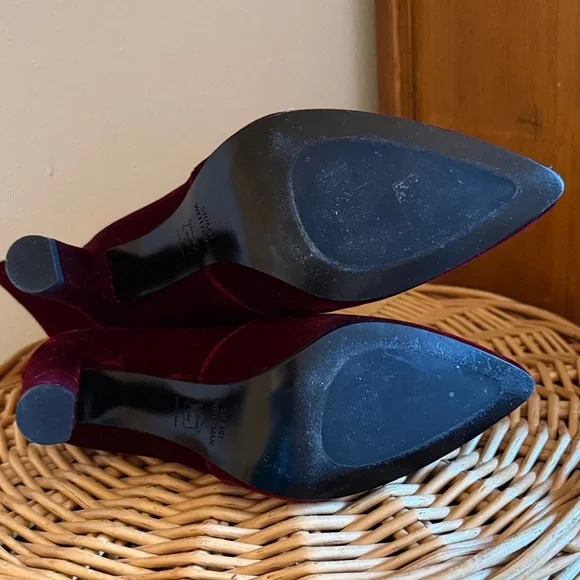 Stuart Weitzman Velvet Burgundy Ankle Booties